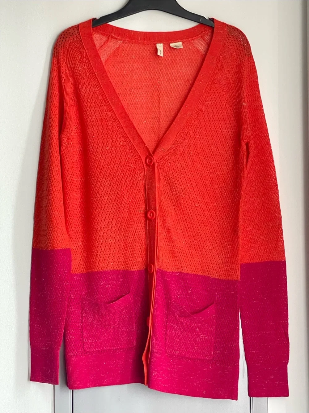 NWOT ANTHROPOLOGIE MOTH Orange & Pink Open Cardigan Sweater - Picture 4 of 12